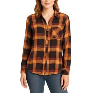 Beachlunchlounge Women’s Plaid Button Down Long Sleeve Flannel Medium